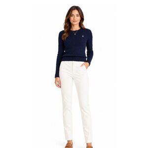 Ralph Lauren Slim Straight Leg Trousers Women 6 White Equestrian Preppy Coastal
